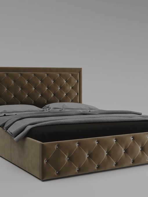 Кровать «Мишель», ткань, бежевая